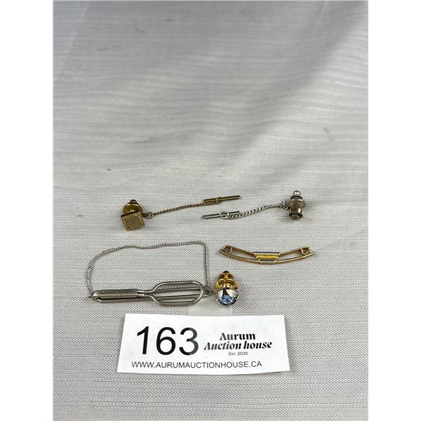 3 Vintage Tie Studs + 2 Tie Bars