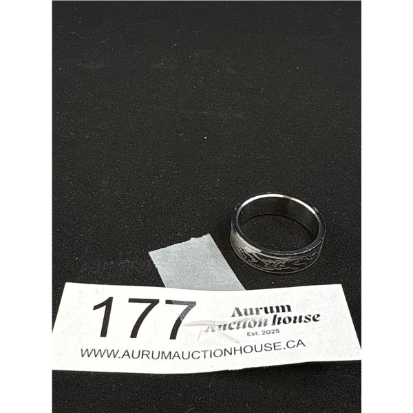 A Large Mens Double Dragon Stainless Steel Ring