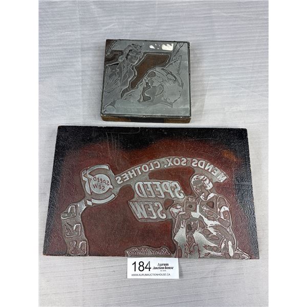 2 Old Engraved Printer Blocks