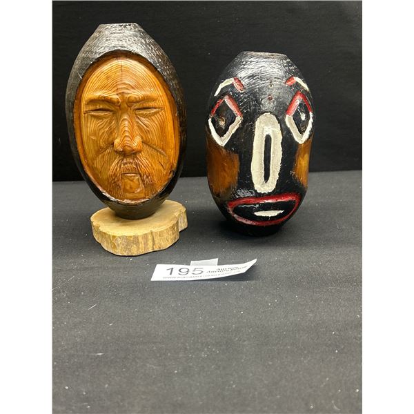 2 West Coast Native Carved Wooden Floats