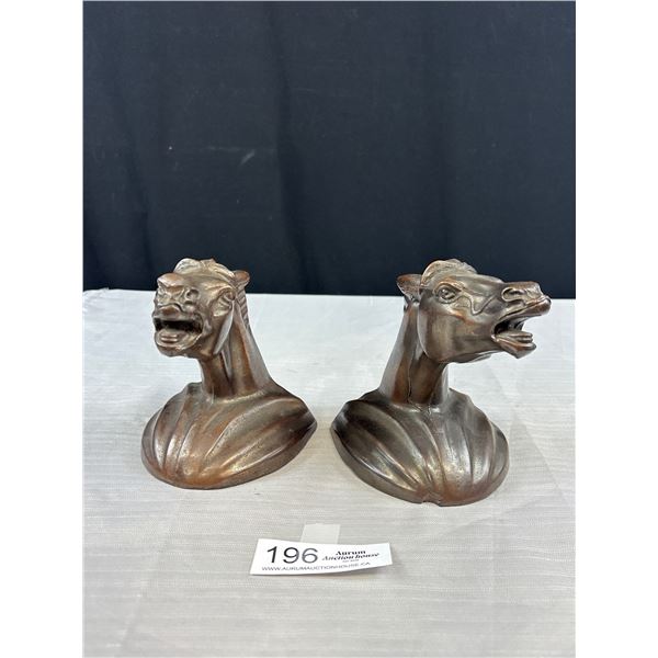 2 Horse Head Metal Book Ends