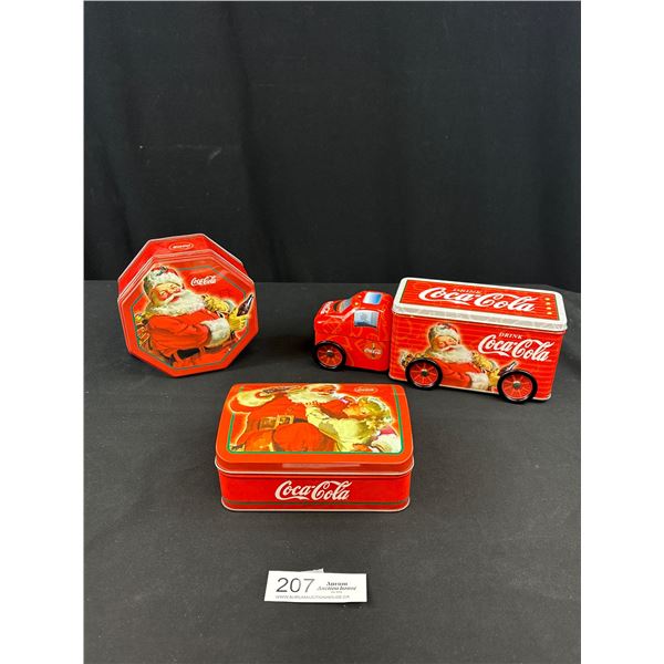 3 Christmas Coca Cola Tins