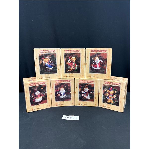 Lot of 7 Teddy Bear Christmas Ornaments in Boxes