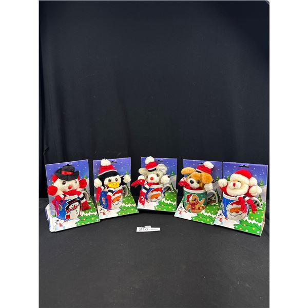 Lot of 5 Christmas Stuffies and Coffee Mugs and Packages