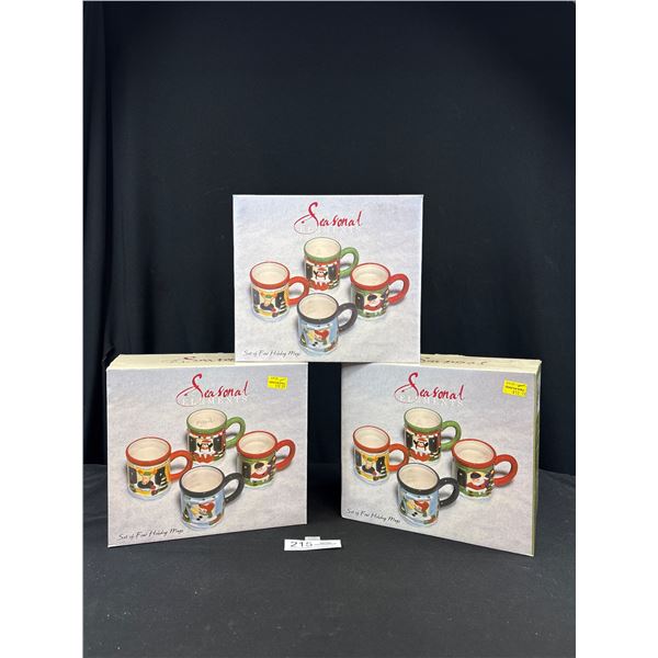 Lot of 3 Seasonal Elements, Holiday Mugs in Original Boxes