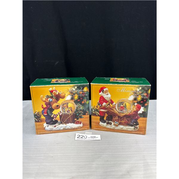 2 Christmas Mini Globes in Original Boxes