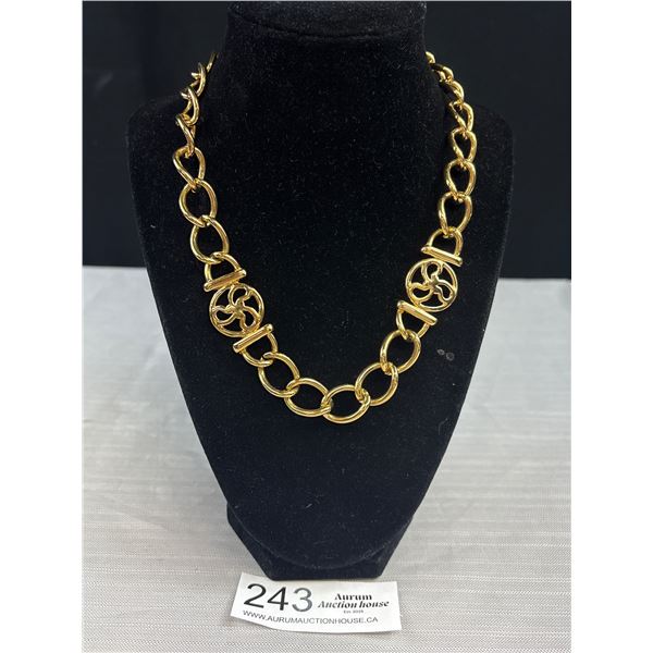 Vintage Signed Monet Goldtone Link Necklace - Nice Quality!