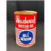 Image 4 : 2 Full Woodwards All Season Motor Oil Tins Pin Holes on Top