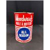 Image 5 : 2 Full Woodwards All Season Motor Oil Tins Pin Holes on Top