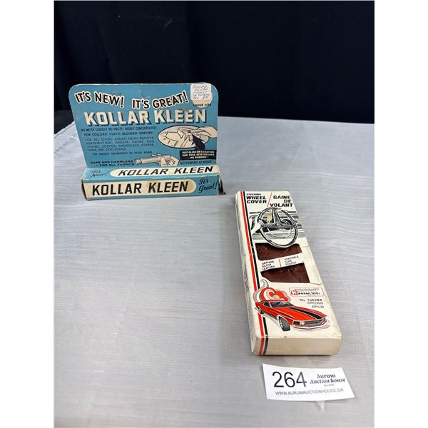 Vintage Kollar Kleen and Steering Wheel Cover in Original Packages Nice Graphics