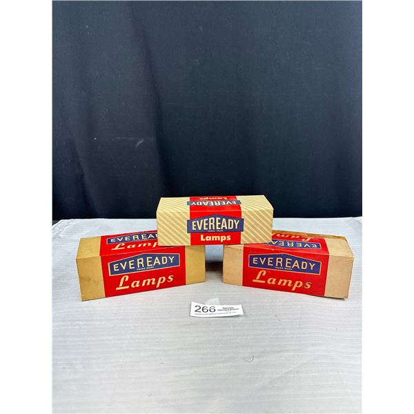 3 Boxes of Vintage Ever Ready Lamps Mostly Full