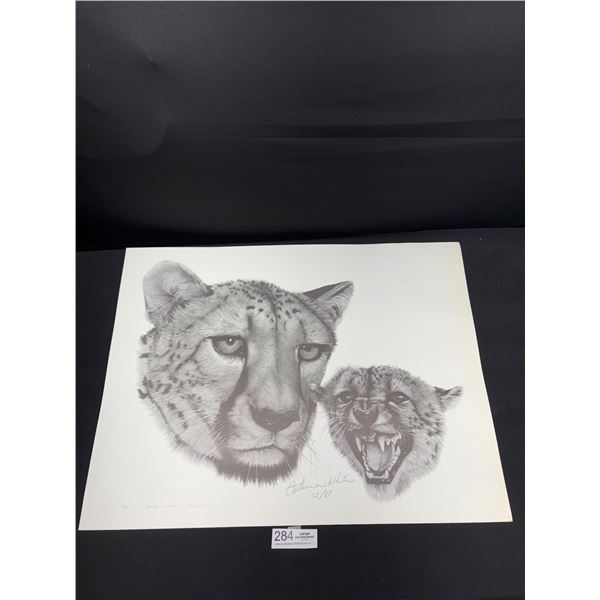 "Cheetah, Cheetah" #411/500 Print By Catherine White Dated 3/87 Approx 19" x 25"