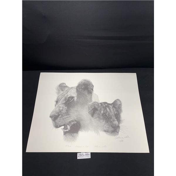 "Princess & Cub" #225/250 Print By Catherine White Dated 12/86 Approx 18" x 24"