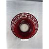 Image 2 : Vintage Egermann Czech Republic Ruby Red Crannberry Cut to Clear Glass Bowl 8" Diameter 4" Deep