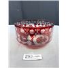 Image 3 : Vintage Egermann Czech Republic Ruby Red Crannberry Cut to Clear Glass Bowl 8" Diameter 4" Deep