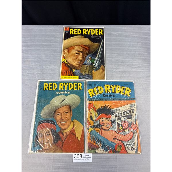 Lot of 3 1940s Dell Red Ryder Comics On Board In Bag