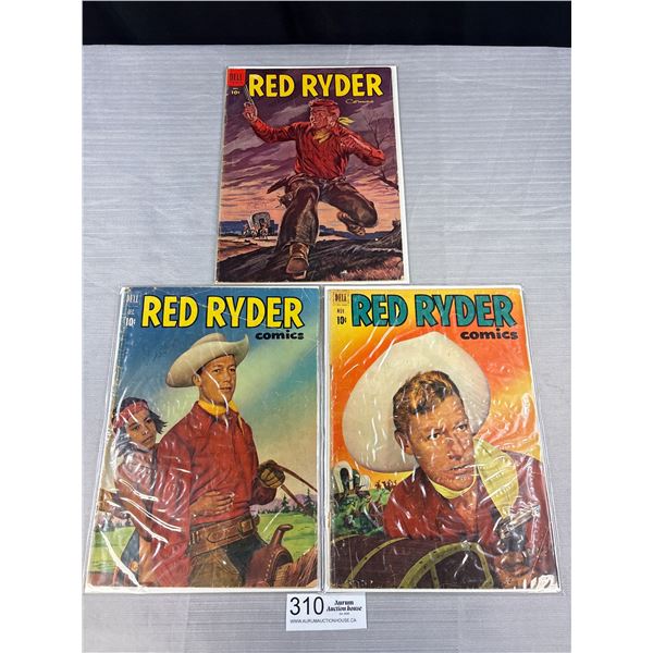 Lot of 3 1940s Dell Red Ryder Comics On Board In Bag