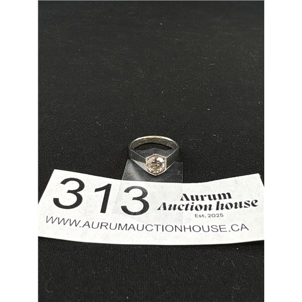 Vintage Sterling Silver (Tested) w/ Old Cut Quartz Stone Ring, Size 5 Unmarked