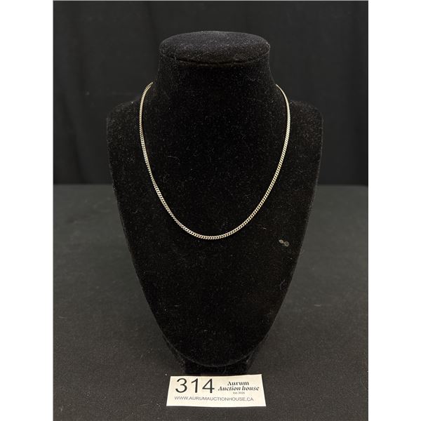 Solid Sterling Silver Box Link Chain Necklace, 16" Length Marked 925 Made in Italy