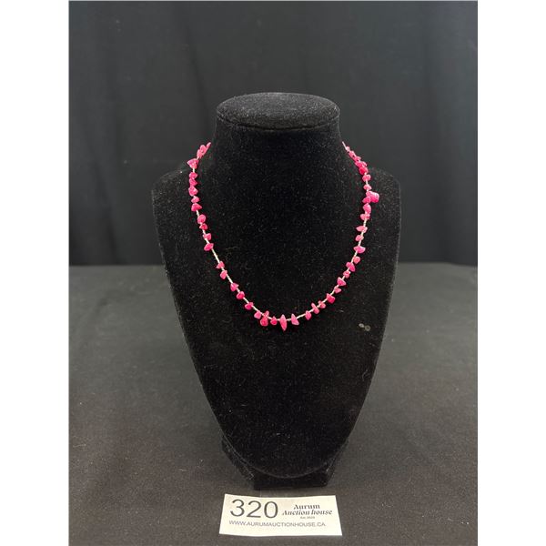 Vintage Semi Precious Natural Stones w/ Silver Tassel Necklace