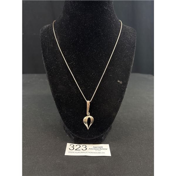 Lovely Sterling Silver Snake Skin Chain w/ Pendant Necklace, 19" Length (Tested), Marked 925 Italy, 