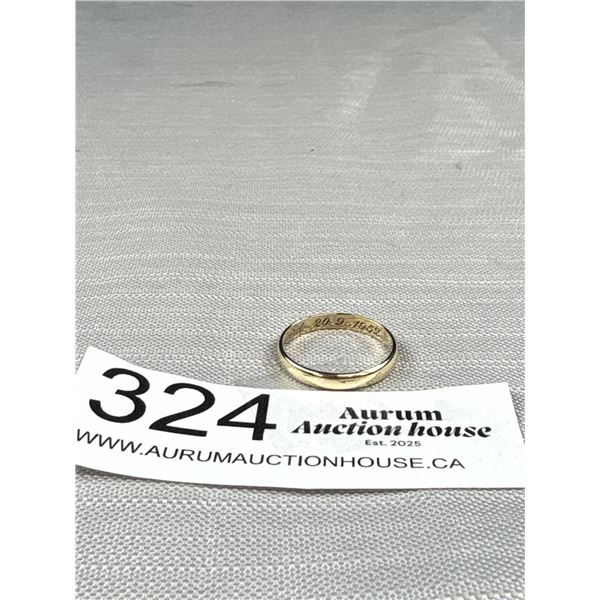 Vintage 1950's Low Carat Wedding Ring, Marked 250, Richard 20.9.1952, Size 7 1/2, 25%, 6KT, 1.5 gr,