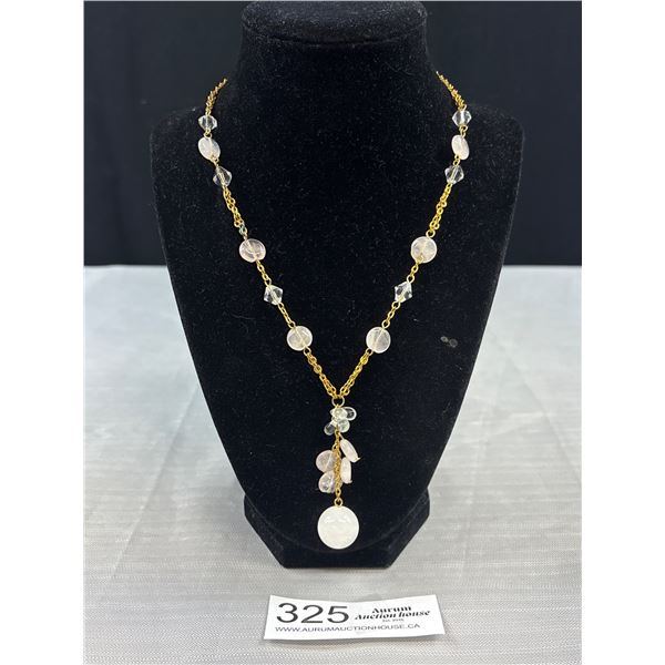 Vintage Rose Quartz + Crystal Beads Necklace