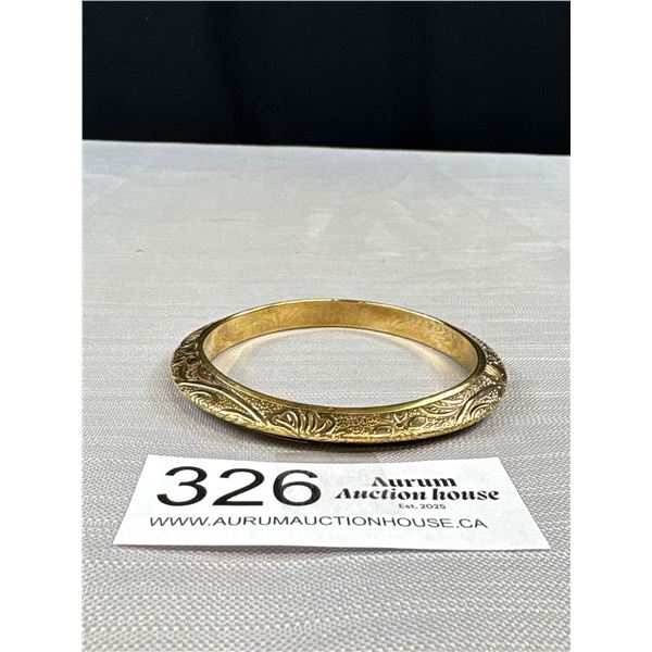 Vintage Raised Engraved Gold Colour Bangle