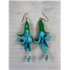 Image 4 : Hand Crafted Resin Pair of Earrings 3 1/2" Long + Extra Length Necklace