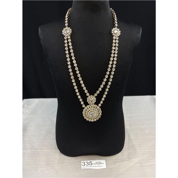 Heavy Silver Colour Rhinestones Necklace