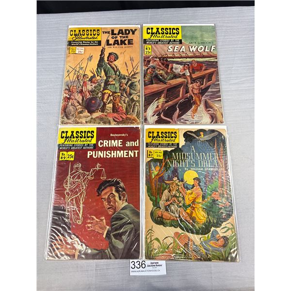 Lot of 4 1950s Classic Illustrated Comics On Board in Bag