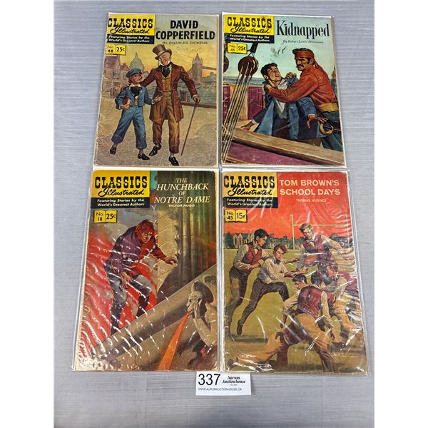 Lot of 4 1950s Classic Illustrated Comics On Board in Bag