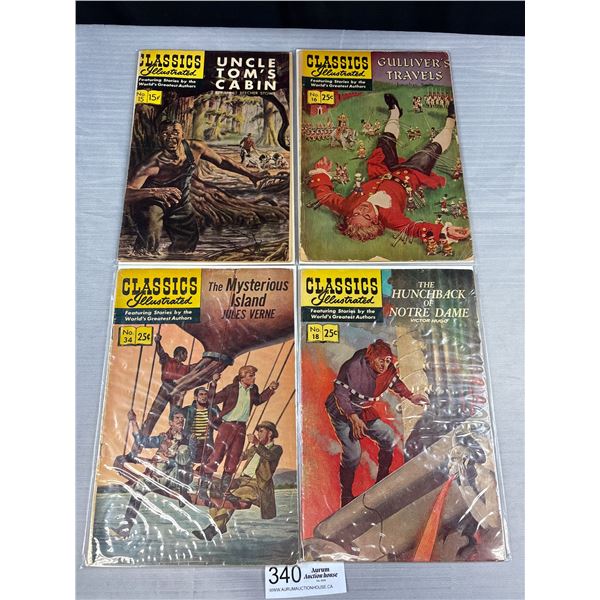 Lot of 4 1950s Classic Illustrated Comics On Board in Bag