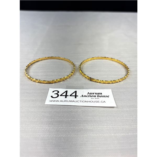2 Gold Colour Bangles Unmarked