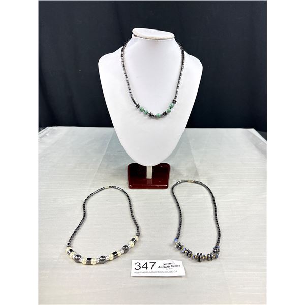 3 Black Alaskan Diamond Hemetite Necklaces