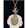 Image 3 : Vintage Gold Colour Chain w/ Genuine Hand Carved Ivory Rose Pendant Necklace