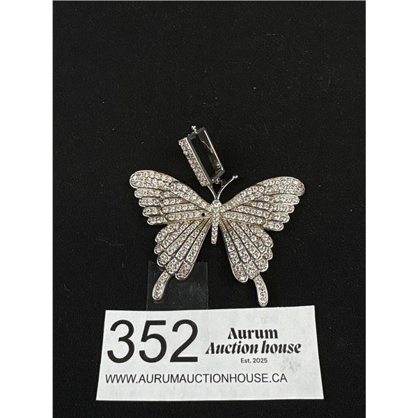 Beautiful Silver Colour w/ Sparkling Stones Butterfly Pendant , Couple of Stones Missing