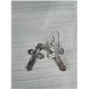 Image 7 : Vintage Pewter Cross w/ Chain Necklace 10 Comm. Bracelet + Pair Cross Earrings