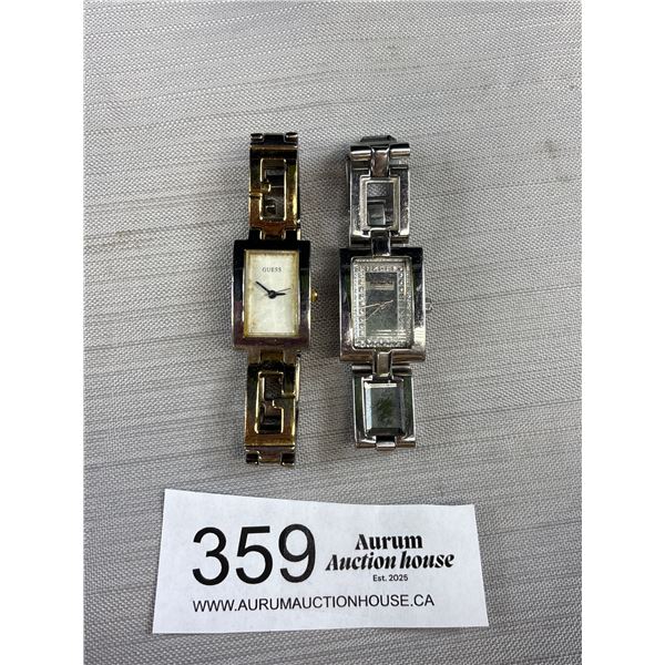 2 Stainless Steel Ladies Quartz Watches, Marked Michael Hill + Guess Batteries Required