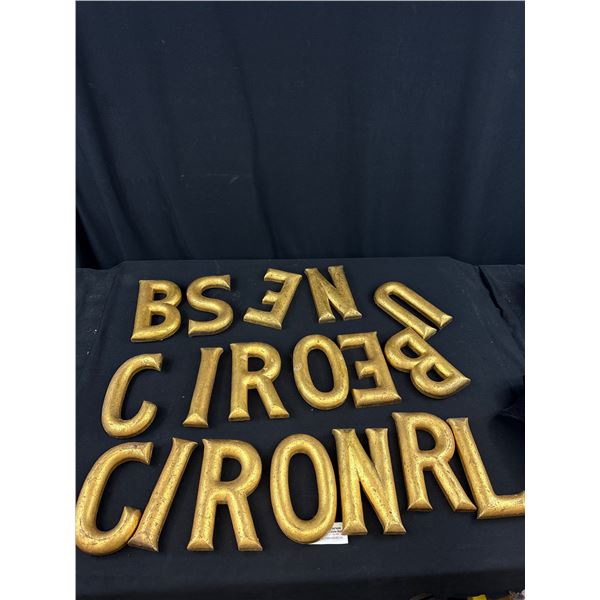 Nice Lot of Vintage Gold Painted Over Wood Letters