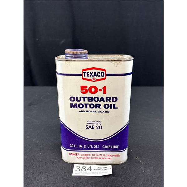 Texaco 50-1 Full Outboard Motor Oil Tin