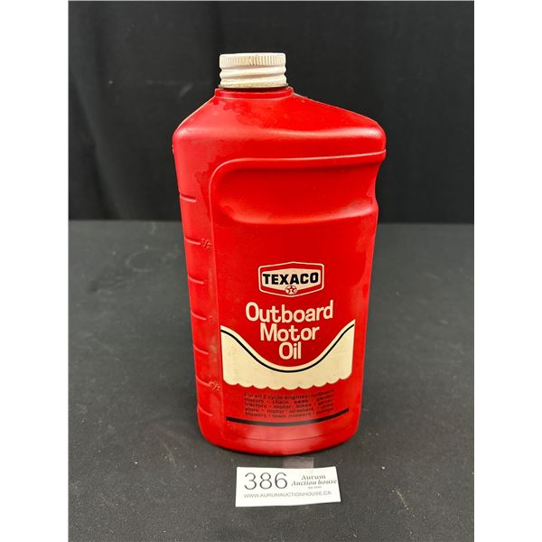 Half Full Texaco Outboard Motor Oil Plastic Jug