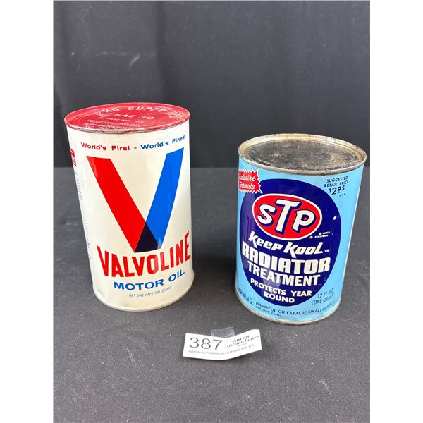 Full Valvoline Motor Oil and STP Radiator Treatment Full Tin