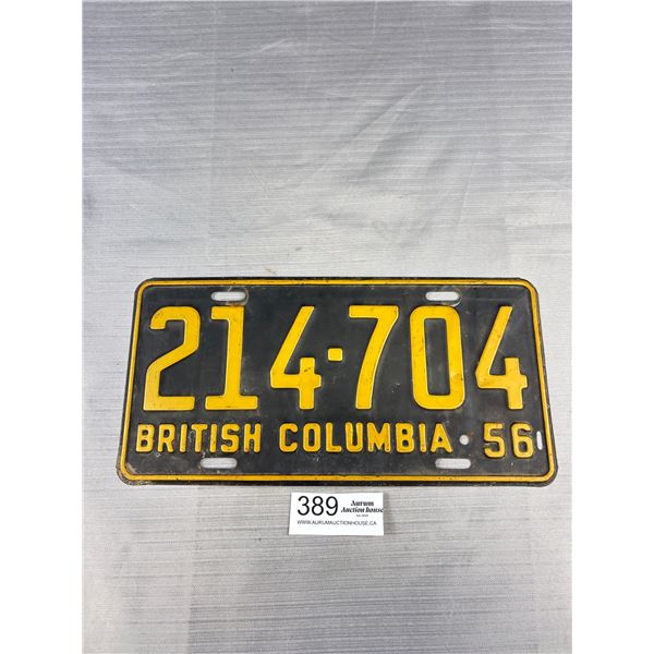 1956 British Columbia License Plate