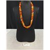 Image 1 : Vibrant Orange/Red Art Deco Czech Max Neiger Molded Glass Necklace from The 1930s Extra Long 49.5"
