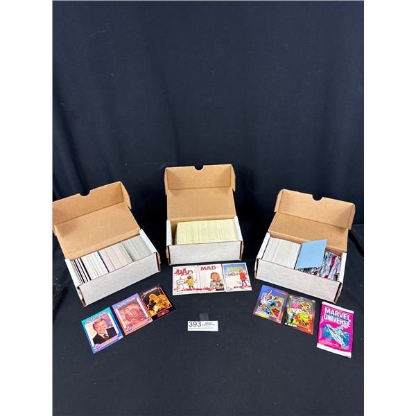 Lot of 3 Boxes of Trading Cards, Howey Wood Walk of fame/ Mega Metal, Madd 1992 and Marvel 3