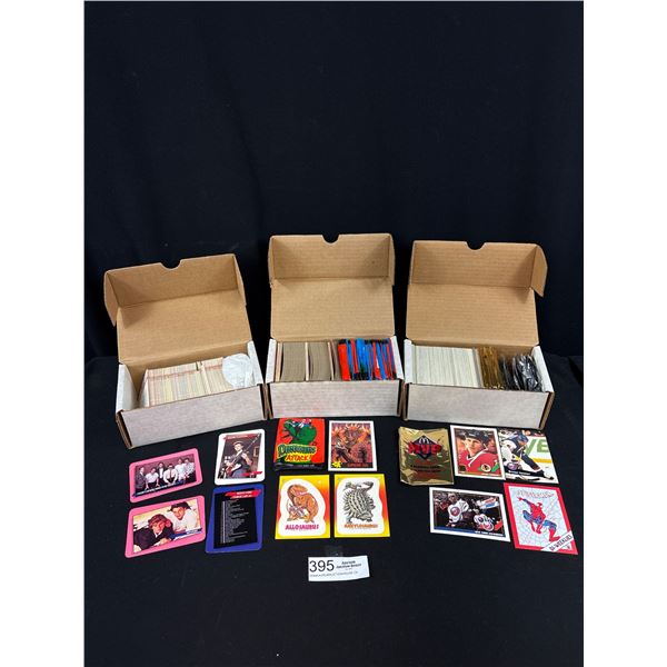 Lot of 3 Boxes of Trading Cards, Misc, 2 Sets of Dino Attack and Rock Star Concert Cards