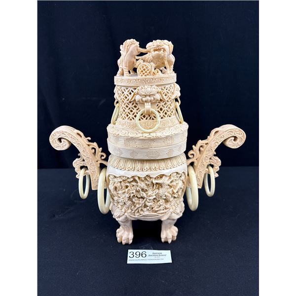 Very Nice 12" Tall Vintage Chinese Carved Resin Insence Burner