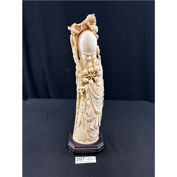 Nice 16" Tall Carved Figure Shou Lao Chinese God of Longevity