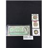 Image 1 : 1967 Centenial $1 Bank Note + 3 Collectible Toonies